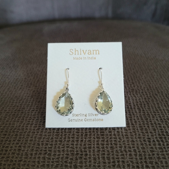Shivam Green💚 Amethyst Teardrop💧Earrings - Picture 13 of 16